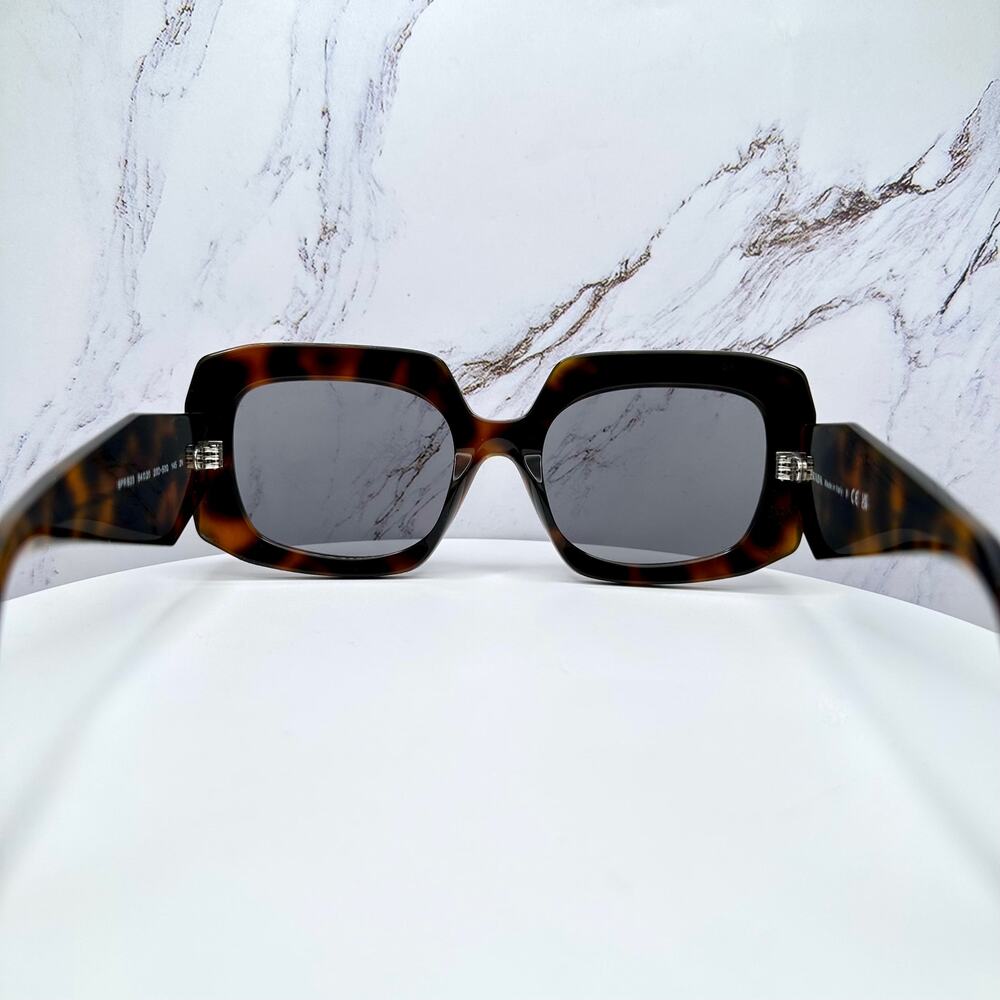 New PRADA Sunglasses Brown Juniper Tortoise Gray Lens Square - Picture 14 of 16